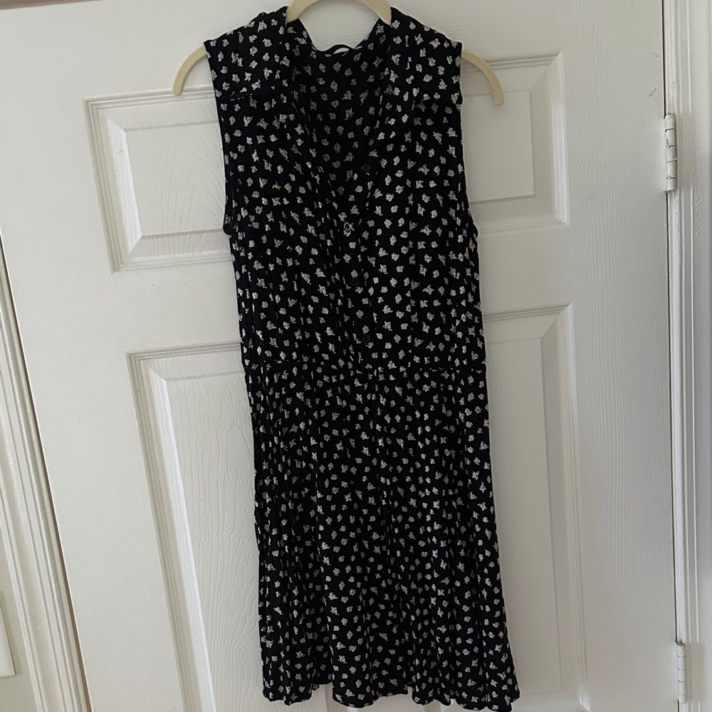 Allegra K Black Sleeveless Patterned Dress